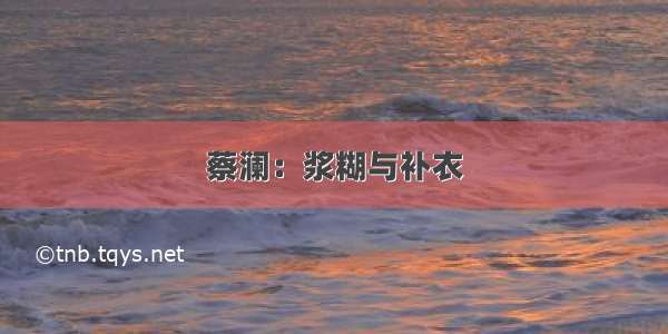 蔡澜：浆糊与补衣