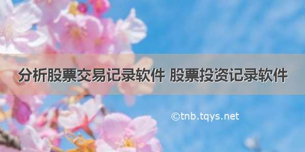 分析股票交易记录软件 股票投资记录软件