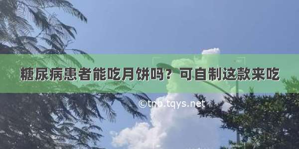 糖尿病患者能吃月饼吗？可自制这款来吃