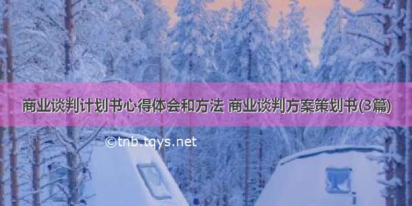 商业谈判计划书心得体会和方法 商业谈判方案策划书(3篇)