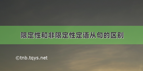 限定性和非限定性定语从句的区别