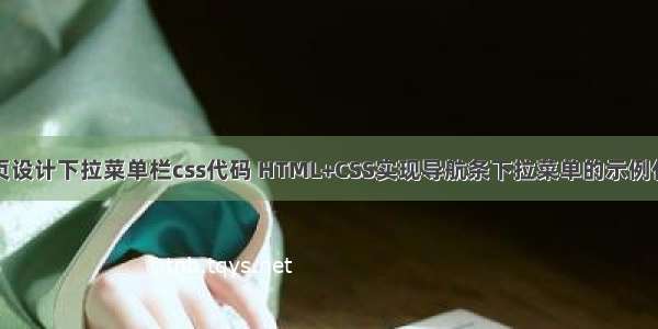 网页设计下拉菜单栏css代码 HTML+CSS实现导航条下拉菜单的示例代码