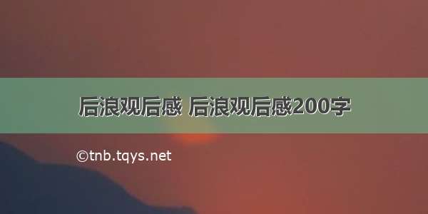 后浪观后感 后浪观后感200字