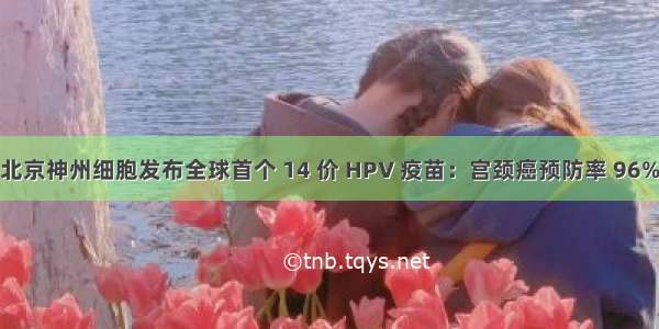 北京神州细胞发布全球首个 14 价 HPV 疫苗：宫颈癌预防率 96%