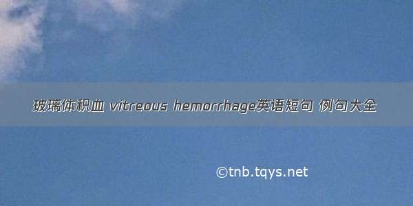 玻璃体积血 vitreous hemorrhage英语短句 例句大全