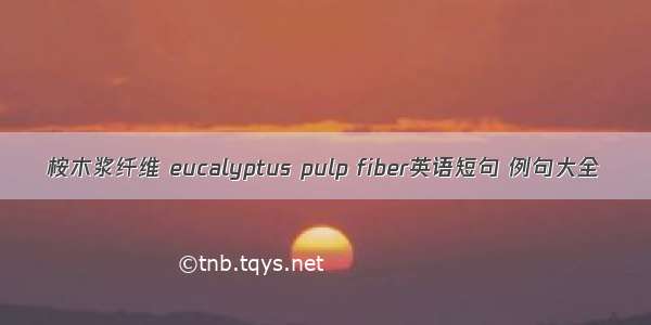 桉木浆纤维 eucalyptus pulp fiber英语短句 例句大全