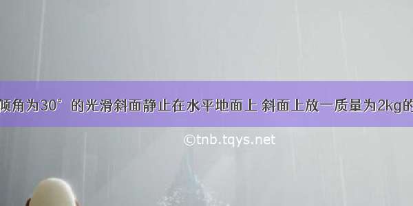 如图所示 倾角为30°的光滑斜面静止在水平地面上 斜面上放一质量为2kg的小球 球被