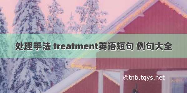 处理手法 treatment英语短句 例句大全