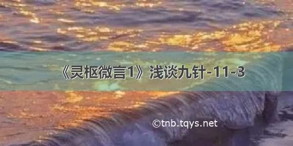 《灵枢微言1》浅谈九针-11-3