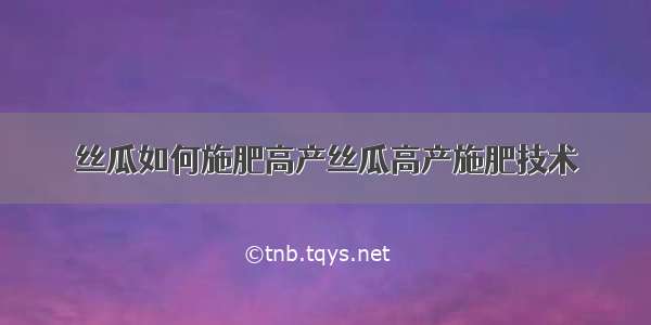 丝瓜如何施肥高产丝瓜高产施肥技术