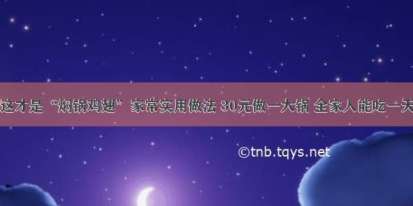 这才是“焖锅鸡翅”家常实用做法 30元做一大锅 全家人能吃一天