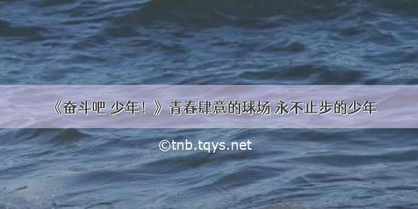 《奋斗吧 少年！》青春肆意的球场 永不止步的少年