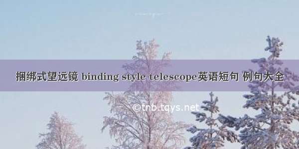 捆绑式望远镜 binding style telescope英语短句 例句大全