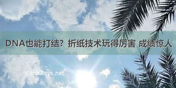 DNA也能打结？折纸技术玩得厉害 成绩惊人