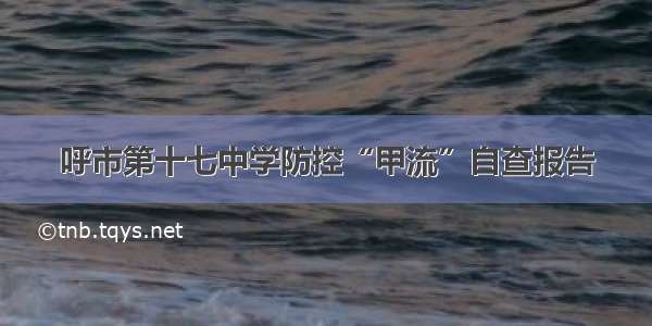 呼市第十七中学防控“甲流”自查报告