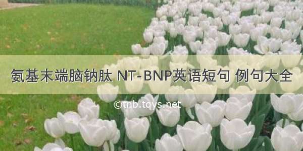 氨基末端脑钠肽 NT-BNP英语短句 例句大全