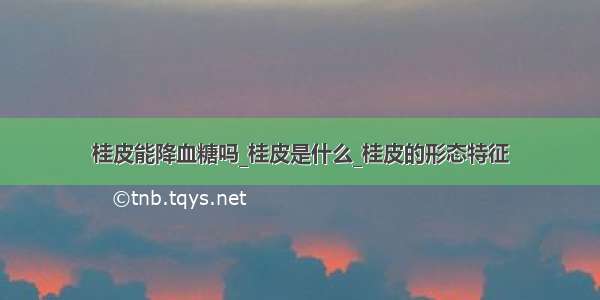 桂皮能降血糖吗_桂皮是什么_桂皮的形态特征