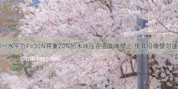 如图所示 用一水平力F=30N将重20N的木块压在竖直墙壁上 使其沿墙壁匀速下滑 则木块