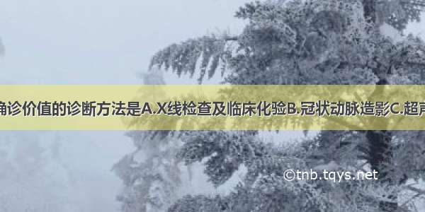 对冠心病有确诊价值的诊断方法是A.X线检查及临床化验B.冠状动脉造影C.超声心动图D.心