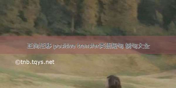 正向迁移 positive transfer英语短句 例句大全