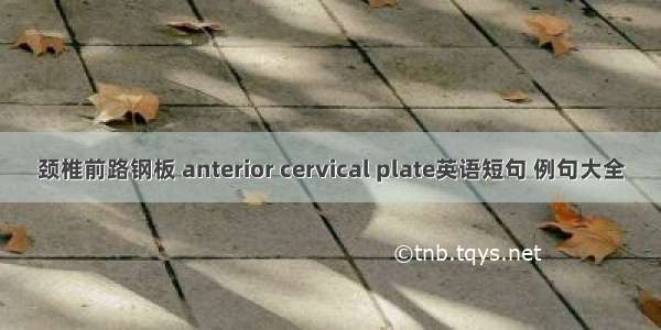 颈椎前路钢板 anterior cervical plate英语短句 例句大全