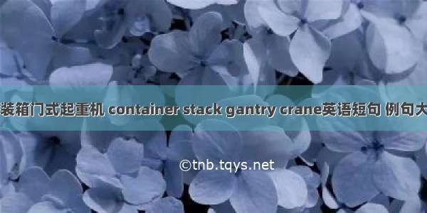 集装箱门式起重机 container stack gantry crane英语短句 例句大全