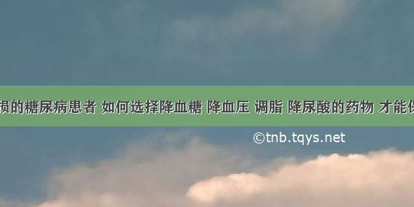 肾脏受损的糖尿病患者 如何选择降血糖 降血压 调脂 降尿酸的药物 才能保护肾脏