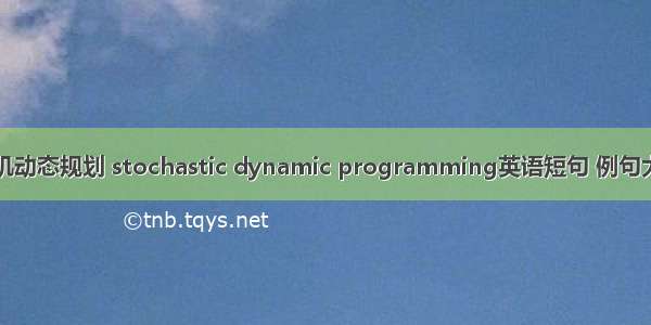 随机动态规划 stochastic dynamic programming英语短句 例句大全