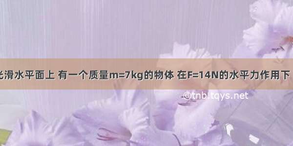 如图所示 光滑水平面上 有一个质量m=7kg的物体 在F=14N的水平力作用下 由静止开始