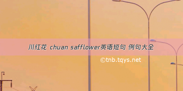 川红花 chuan safflower英语短句 例句大全