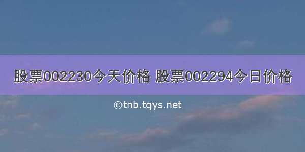 股票002230今天价格 股票002294今日价格