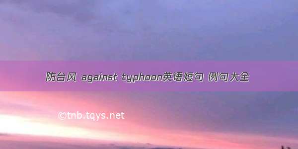 防台风 against typhoon英语短句 例句大全