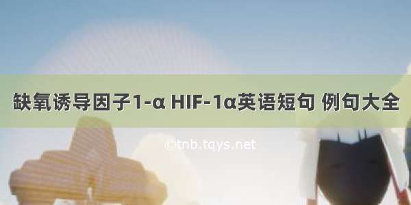 缺氧诱导因子1-α HIF-1α英语短句 例句大全