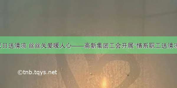 炎炎夏日送清凉 丝丝关爱暖人心——高新集团工会开展“情系职工送清凉”活动