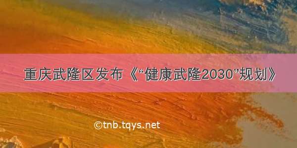 重庆武隆区发布《“健康武隆2030”规划》