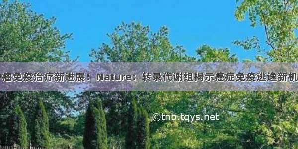 肿瘤免疫治疗新进展！Nature：转录代谢组揭示癌症免疫逃逸新机制