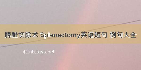 脾脏切除术 Splenectomy英语短句 例句大全