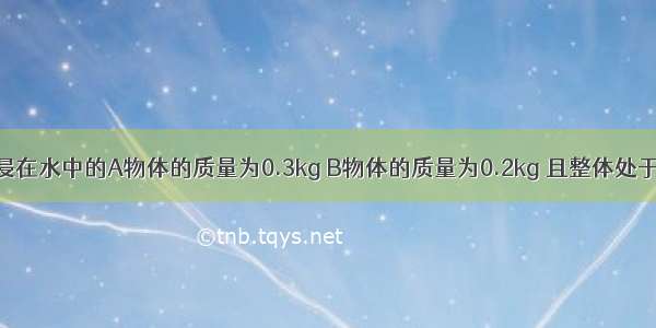 如图所示 浸在水中的A物体的质量为0.3kg B物体的质量为0.2kg 且整体处于静止状态 