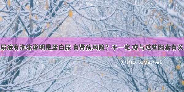 尿液有泡沫说明是蛋白尿 有肾病风险？不一定 或与这些因素有关