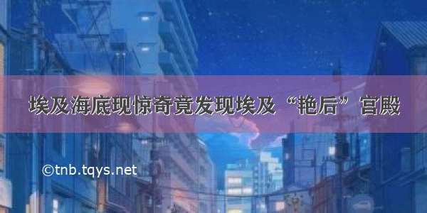 埃及海底现惊奇竟发现埃及“艳后”宫殿