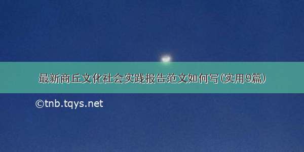 最新商丘文化社会实践报告范文如何写(实用9篇)