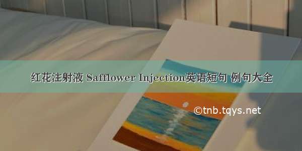 红花注射液 Safflower Injection英语短句 例句大全