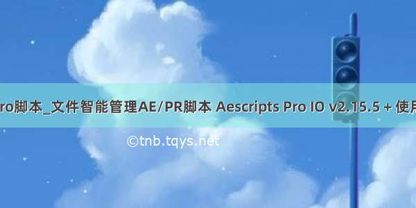 canpro脚本_文件智能管理AE/PR脚本 Aescripts Pro IO v2.15.5 + 使用教程