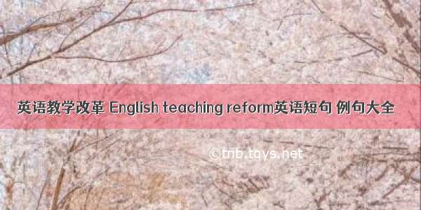 英语教学改革 English teaching reform英语短句 例句大全