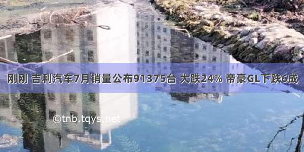 刚刚 吉利汽车7月销量公布91375台 大跌24% 帝豪GL下跌6成