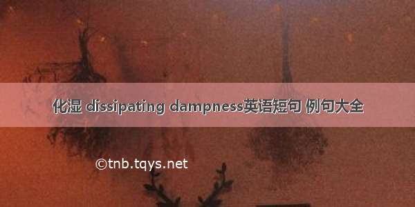 化湿 dissipating dampness英语短句 例句大全