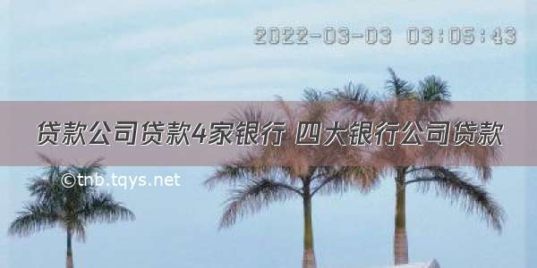 贷款公司贷款4家银行 四大银行公司贷款