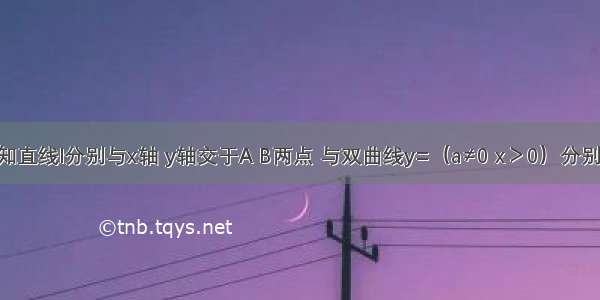 如图 已知直线l分别与x轴 y轴交于A B两点 与双曲线y=（a≠0 x＞0）分别交于D E