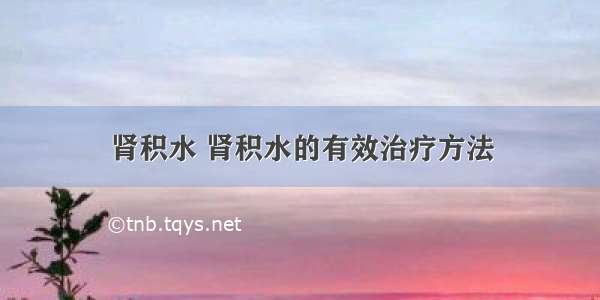 肾积水 肾积水的有效治疗方法