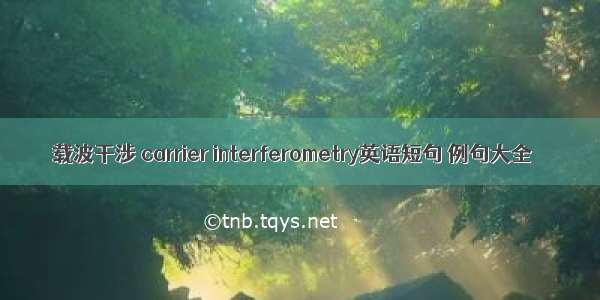 载波干涉 carrier interferometry英语短句 例句大全